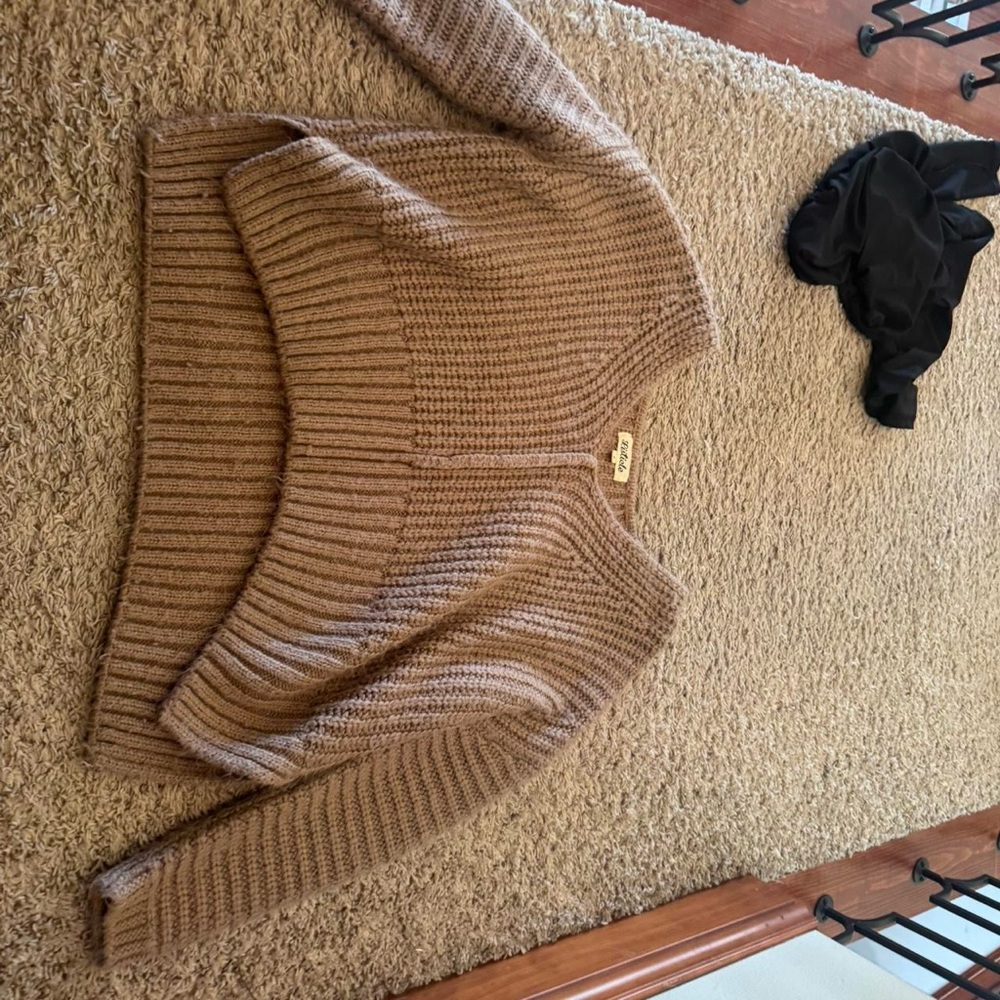 Source Unknown Tan Crew Neck Sweater Cozy Knit - Picture 3 of 4